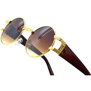 Hip Hop Sunglasses  Designer Style Classic 80's‎ 90's Style Outdoor Round Gold